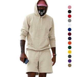 Ensemble court pour homme en coton mélangé Heavyweight Basics Sweat à capuche et jorts Boxy imprimés personnalisés avec effet Streetwear délavé au soleil - Product Image 1