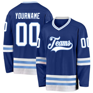Uniforme de Hockey sobre Hielo Personalizado 2026, Azul y Blanco, Talla Grande, para Hombres y Jóvenes Universitarios, Servicio OEM/ODM - Product Image 1