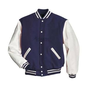 Veste de baseball universitaire vintage personnalisée OEM pour hommes, col montant avec manche en cuir et broderie en chenille, veste de vêtements de sport - Product Image 4