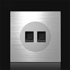 86mm Gray Aluminum LED <b>Switch</b> Panel with Double Computer Socket <b>USB</b> Hubs Product Category - Product Image 1