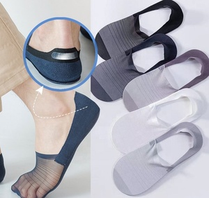 Calcetines invisibles de seda helada para hombre, finos, antideslizantes, sin costuras, para verano, al por mayor - Product Image 1