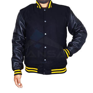 แจ็คเก็ตเบสบอลวาร์ซิตี้ผ้าขนสัตว์สำหรับผู้ชายสั่งตัด แฟชั่นล่าสุด สไตล์ไฮสตรีท คอตั้ง แขนยาว สำหรับฤดูหนาว - Product Image 3