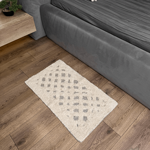 Softa Beige Diamond Recycled Cotton Rug Handwoven Bathroom Floor Mat 45x75 cm - Product Image 3