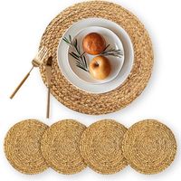 Manteles individuales redondos de ratán hechos a mano Platos de cena de plástico elegantes y ecológicos para bebés Vacaciones de Navidad
