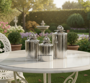 Hammered Silver Luxury Tea <b>Canister</b> Handmade Stainless Steel Buckle Lid Bottled Home Kitchen Eco-Friendly European Containers - Product Image 5