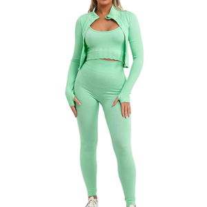 New 4 Piece Quick Dry Wholesale Hot Yoga Leggings Running Bra <b>Jackets</b> Breathable Activewear - Product Image 6