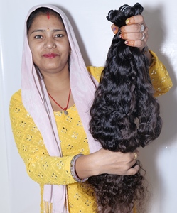 Cuticule vierge crue alignée extensions de cheveux humains du temple indien Double trame faisceaux naturels lâche vague profonde ondulée non traitée - Product Image 5