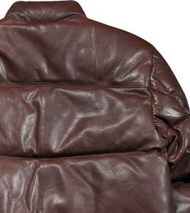 Chaqueta de Cuero Genuino Marrón para Hombre, de Alta Calidad, con Cuello Alto, Estilo Holgado, Abrigo de Invierno Cálido e Informal, Chaqueta de Cuero Personalizada Resistente al Viento - Product Image 3