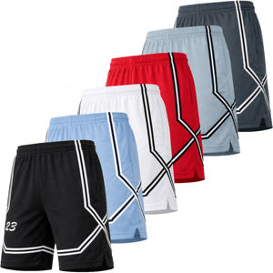 Shorts mi-longs décontractés pour hommes, légers, en maille, pour la course à pied, la salle de sport, avec poches, respirants, anti-humidité, 100% polyester - Product Image 1