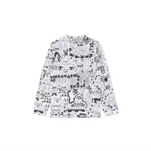 Chemise blanche à croquis graphique Teddy Fresh Chemise à imprimé artistique unique et tendance pour tenue décontractée et mode Street Style - Product Image 1