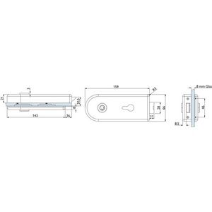 กุญแจล็อคประตูกระจกสแตนเลสแบบด้าน Venezia รุ่น PZ DIN 6013 HERMAT สำหรับตู้เก็บของซ้าย/ขวา - Product Image 4
