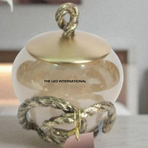 Venta al por mayor de vidrio hecho para alimentos y frutas secas recipiente de almacenamiento con tapa superior de Metal de diseño chapado en oro - Product Image 3