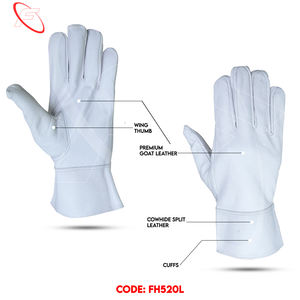 Unlined OEM Premium Goat Leather White Tig Welding Gloves With Maximum Protection Wing <b>Thumb</b> Styled luvas de soldagem tig - Product Image 2