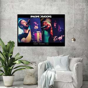 Imagine Dragons 'Night Visions Live' Canvas <b>Poster</b> Modern Design Style Black Frame for Wall Use - Product Image 1