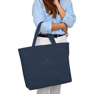 Bolsa de compras de algodón reciclado ecológico, logotipo personalizado, tela tejida de hombro de lona lisa, cremallera para mujer, moda reutilizable - Product Image 4