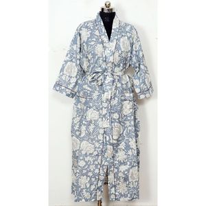 Robe longue Kimono imprimée à fleurs pour femmes Robe de nuit douce et confortable Peignoir thermique Gratuit Printemps Été Plage Style ethnique Dressing - Product Image 1