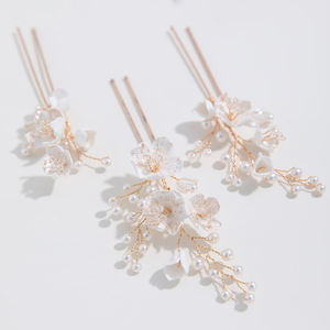 Accesorios <span class=keywords><strong>para</strong></span> el cabello de comunión <span class=keywords><strong>para</strong></span> niña, joyería de flores, tocado de cristal de perlas, conjunto de pasadores <span class=keywords><strong>para</strong></span> el pelo <span class=keywords><strong>para</strong></span> Boda nupcial 2025 - Product Image 4
