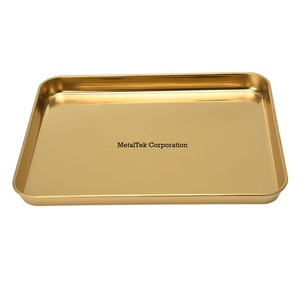 Hot Selling Stainless Steel <b>Gold</b> Plated <b>Rectangular</b> Serving Tray <b>Mirror</b> Finish Restaurant Hotel Wedding Serveware Platter Trays - Product Image 1