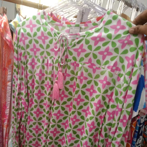 Túnica Floral de verano Top Rosa Verde Estampado de flores geométricas Blusa informal de manga larga Estilo vintage Borla frontal Detalle de cuello de corbata - Product Image 1