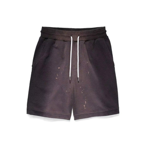 Short en coton vintage pour hommes, respirant, été, délavé à l'acide, coupe dégradée, impression bouffante, respirant, saison estivale - Product Image 2