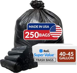 Reli. Sacs poubelle de 40 à 45 gallons, très résistants |   250 sacs poubelle |   Très grand, noir, poubelle pour un nettoyage sérieux - Product Image 4
