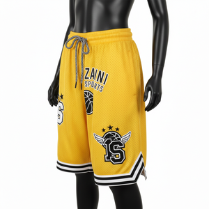 Shorts de basket-ball pour femmes de haute qualité, 160 GSM, maille polyester durable, jaune, impression personnalisée du logo, shorts pour femmes - Product Image 4