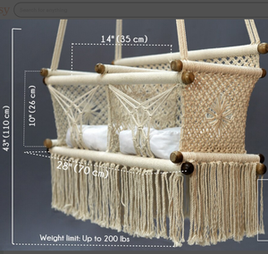 Cuna Colgante de Macramé para Bebés, Hecha a Mano con Algodón Natural, Estilo Moderno, Color a Elección, Cuna Colgante para Bebés - Product Image 2