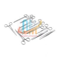 Ensemble de 13 pièces de kit de chirurgie mineure de base, instruments chirurgicaux en acier inoxydable de qualité médicale, réutilisables, autoclavables, norme allemande