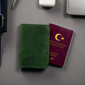 Custom Genuine Leather Open Anti-Theft <b>Passport</b> <b>Holder</b> PTH-0013 Personalized Vintage Style Green Gift for Unisex Long <b>Wallet</b> - Product Image 1