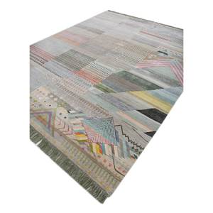 Tapis Manchaha en laine et soie de bambou noué à la main, ivoire, Les-2283, design rectangulaire patchwork pour la maison, le salon, le couloir, pour adolescents - Product Image 2