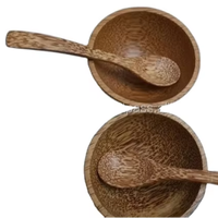 Cuillère en bois de noix de coco Design vintage Logo gravé caractéristique durable du Vietnam pour tasses à thé soucoupes différentes tailles pour la crème glacée