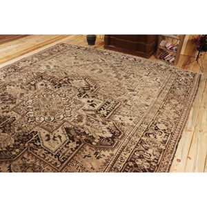 Vintage Oversize Rug 9,9x12,4 ft, <b>Brown</b> Floral Turkish <b>Wool</b> Rug - Product Image 4