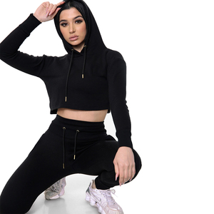 Conjunto Deportivo de Mujer, Transpirable, de Invierno, 100% Algodón, Holgado, con Hombros Caídos, Sudadera con Capucha, Ropa Deportiva Urbana, Personalizable con Serigrafía - Product Image 5