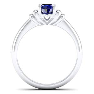 แหวนหมั้นทองคำแท้ 14K 18K ดีไซน์หรูหรา REYES สำหรับผู้หญิง ประดับพลอยไพลินสีน้ำเงินทรงกลมเจียระไนแบบบริลเลียนต์ น้ำหนัก 0.5 กะรัต - Product Image 4