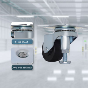 CCE Roues pivotantes plates de 2.5 pouces en polypropylène avec cadre en métal et acier, montage sur plaque pivotante supérieure - Product Image 4