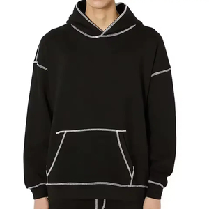 High Quality Cotton French Terry Oversize Hoodie <b>Thick</b> <b>Fleece</b> Drop Shoulder with Plain Print Custom Men's Street Wear for Winter - Product Image 1