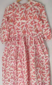 Haute qualité indien femmes décontracté imprimé longue Maxi robe col rond et taille naturelle Style doux 100% coton prix de gros - Product Image 3