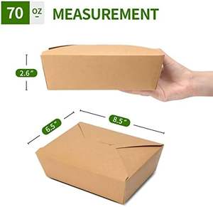 Cajas de embalaje para llevar de alimentos Impreso personalizado 70 Oz Embalaje de alimentos Ideal para restaurante Cajas de calidad de exportación Paquete de 100 piezas - Product Image 3