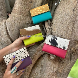 กระเป๋าสตางค์ใบเล็กพับสามทบทำจากหนังรีไซเคิลทำมือสำหรับผู้หญิงกระเป๋าใส่บัตรเครดิตหนังวัวดีไซน์หรู - Product Image 2