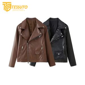 Chaqueta de cuero auténtico 100% para mujer, nueva chaqueta de cuero genuino de motorista informal y elegante en embalaje Premium - Product Image 5