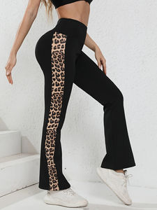 Pantalon de Yoga Bootcut pour femmes léopard Patchwork taille haute évasé pantalon de Jazz décontracté taille élastique pantalon de Jazz d'été coloré - Product Image 5