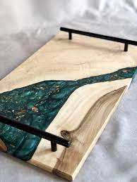 Bandejas para servir de madera y resina epoxi con diseño personalizado para fiestas, utensilios de cocina, bandejas para servir hechas a mano - Product Image 3