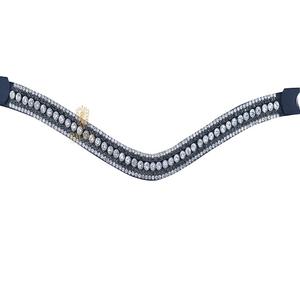 สายรัดหน้าผากม้าแบบห้าแถว ยี่ห้อ ADEEFA คุณภาพสูง ขายดี ดีไซน์สวยงาม คริสตัลใส ทนทาน ทำจากหนังแท้ ปรับขนาดได้ - Product Image 3