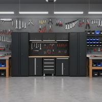 Banc de travail modulaire robuste pour garage avec armoire à outils, tiroirs verrouillables, panneau perforé, en acier SPCC, pour rangement d'atelier, OEM ODM