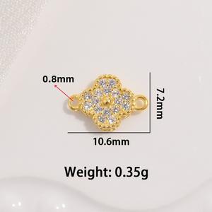 GP จี้ห้อยรูปใบโคลเวอร์สี่แฉก S925เงินสเตอร์ลิง CZ เชื่อมต่อแบบฝังฝังเพชรแบบถาวรเครื่องประดับขายส่ง - Product Image 2