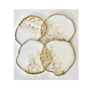 Top Quality Customized Square and Round Epoxy Wood Resin <b>Coaster</b> Set with Holder Wholesale Decorative Table Mats and Pads - Product Image 2