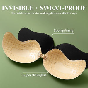 2 쌍 블랙 & 누드 스티커 브래지어 접착 푸시 업 보이지 않는 끈이없는 브래지어 여성용 등이없는 드레스 재사용 가능 - Product Image 4