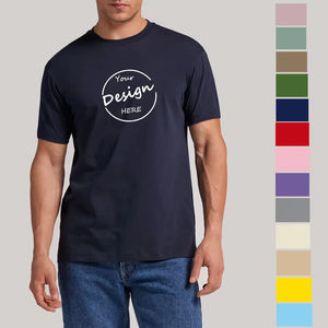 T-shirt basique sérigraphié personnalisé en gros pour hommes | T-shirt à col rond en polyester de coton filé à la main | Chemise d'été à coupe régulière unie - Product Image 1