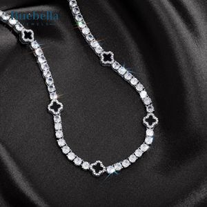 Gran oferta, cadena de tenis de plata 925 con eslabón cubano chapado en oro blanco de 14 quilates, joyería de moissanita de hoja de trébol negro de 9mm - Product Image 2