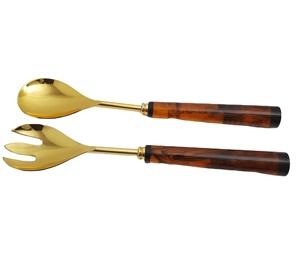 Juego de servidor de ensalada de alta calidad, tenedor multifuncional con mango de resina con cuchara, cubiertos para servir ensaladas de frutas, precio al por mayor - Product Image 1